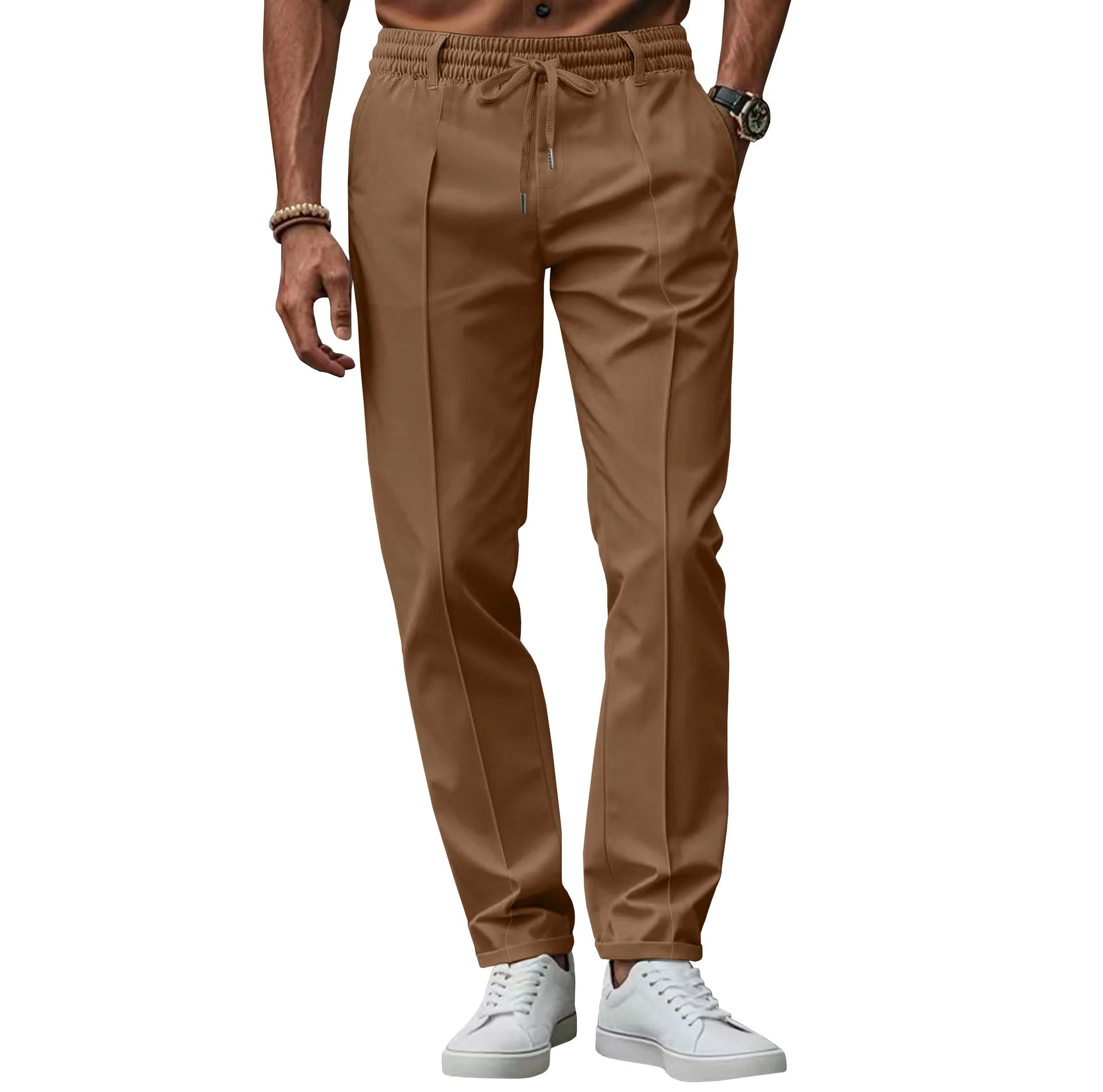Men's slim fit business trousers elastic waist