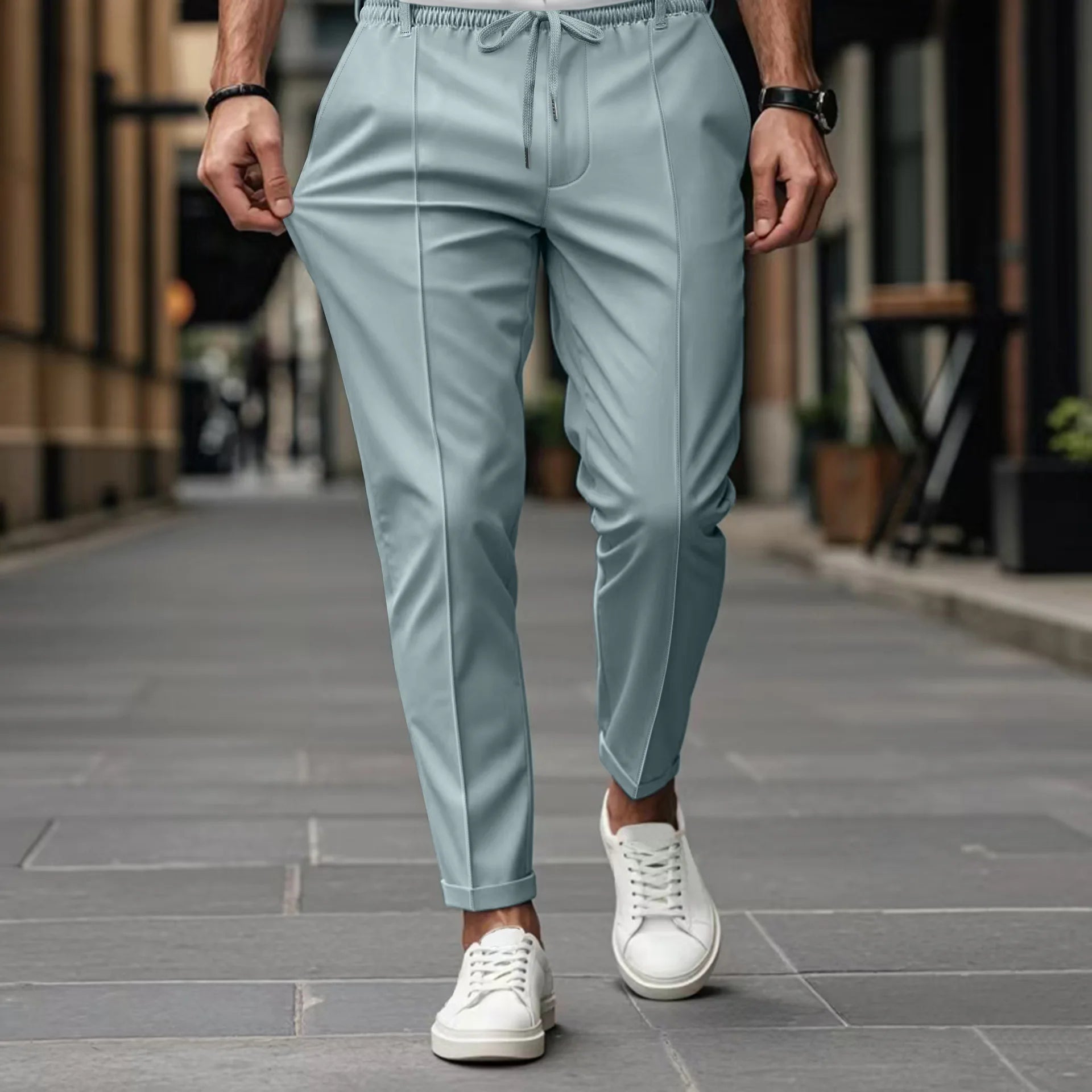 Men's slim fit business trousers elastic waist