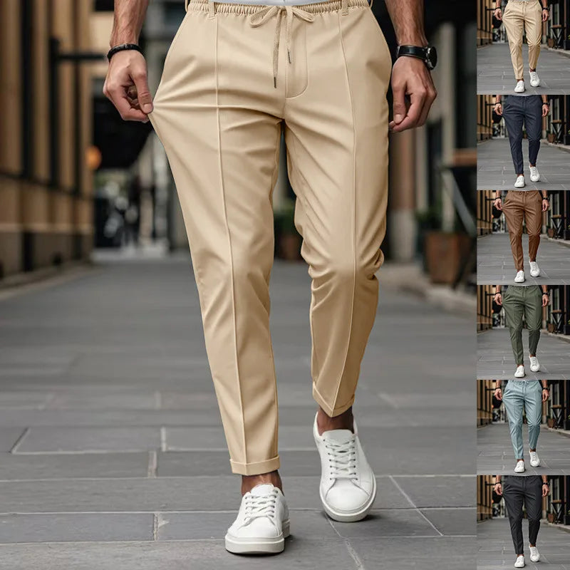 Men's slim fit business trousers elastic waist