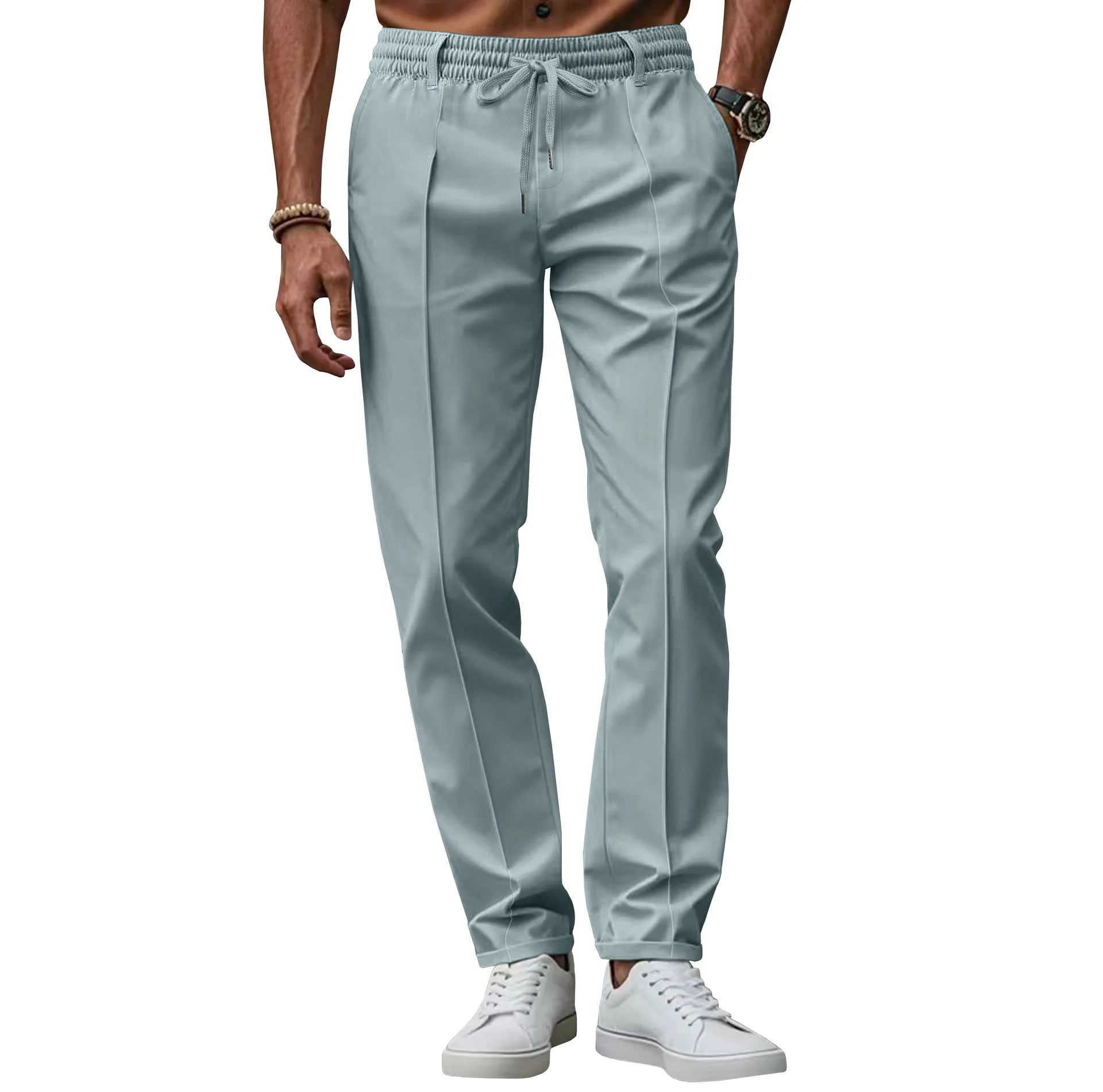 Men's slim fit business trousers elastic waist