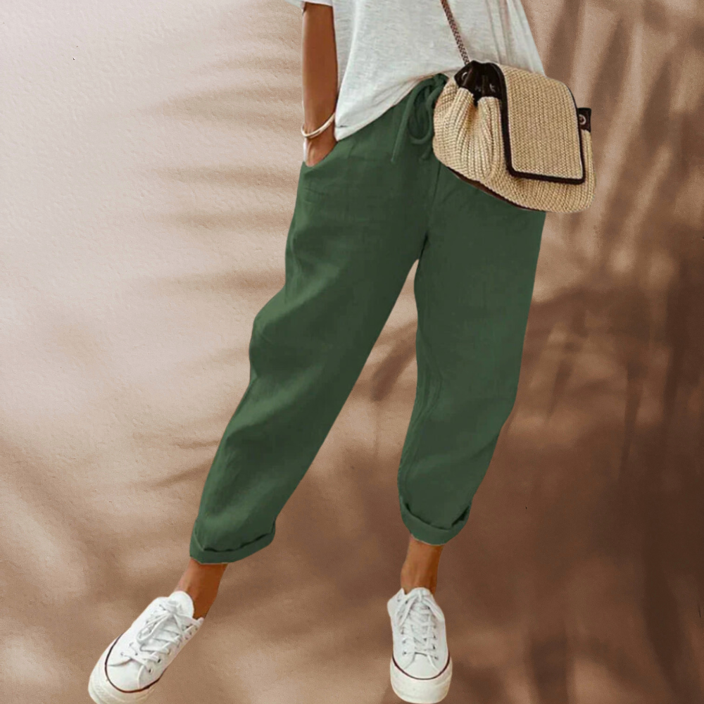 Women's trousers drawstring waist relaxed loose fit