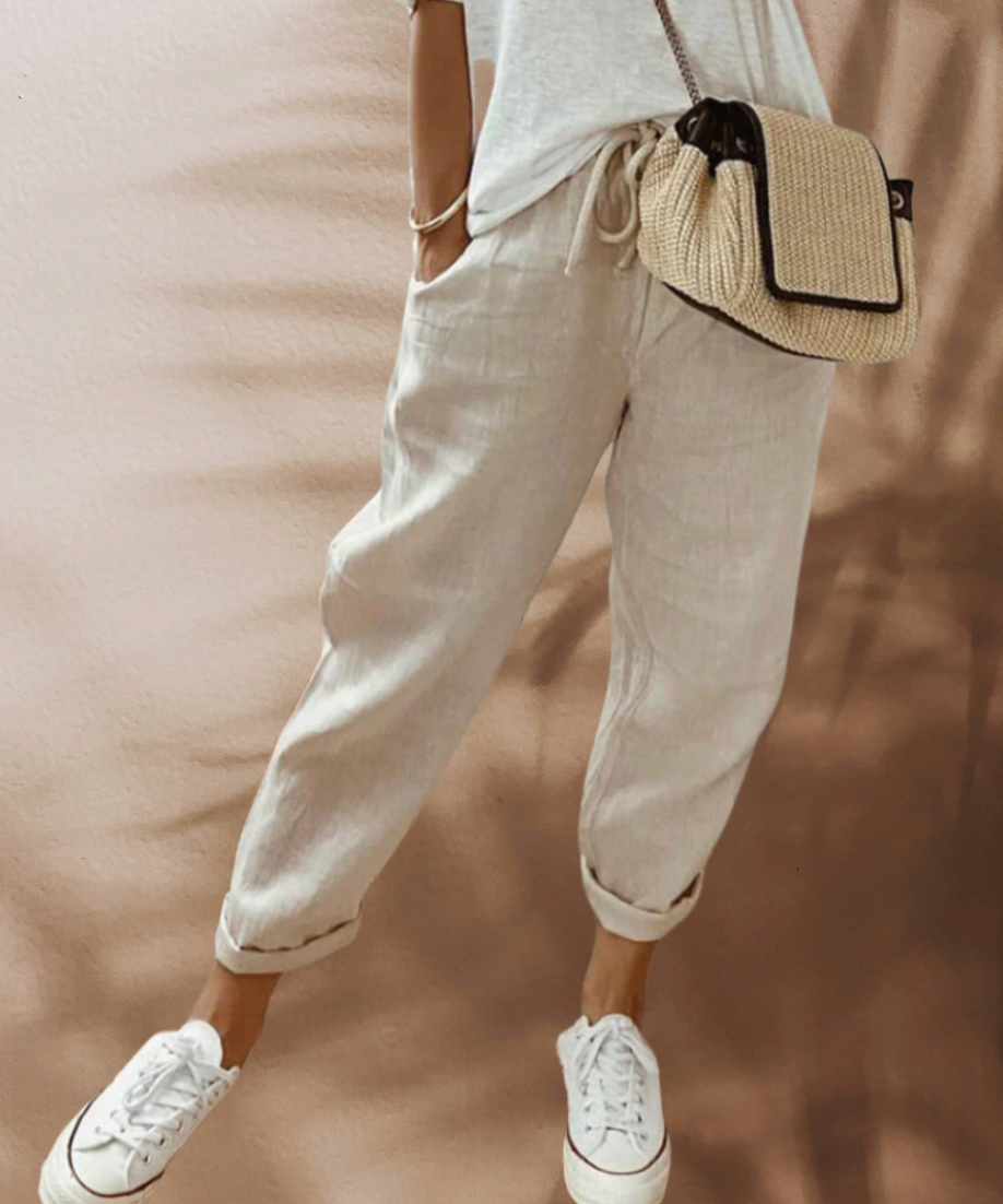 Women's trousers drawstring waist relaxed loose fit