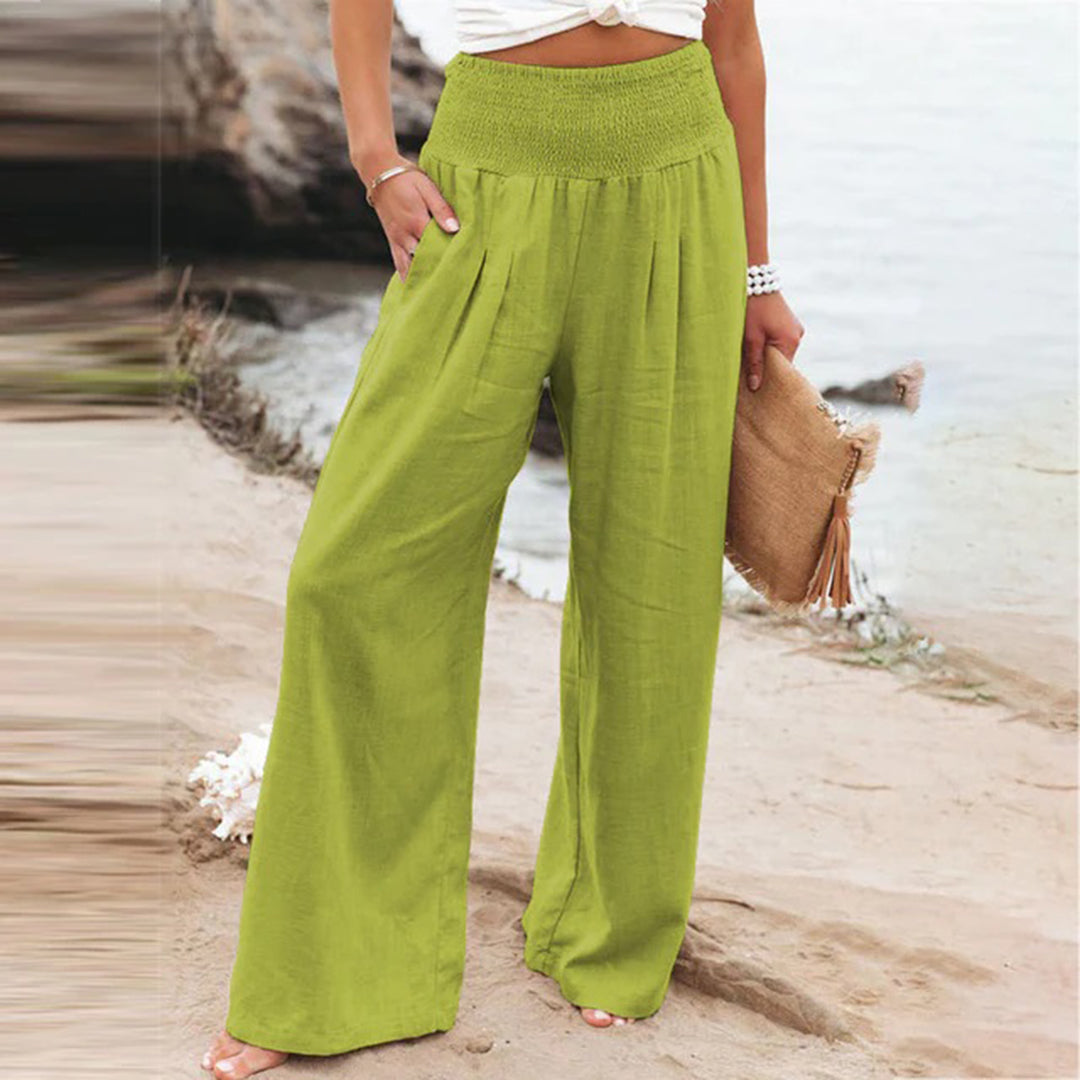 Women's wide-leg pants high-rise elastic waist