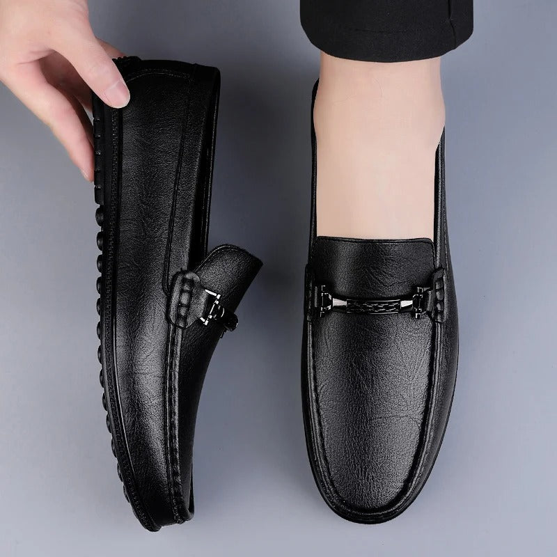 Men's leather loafers - metallic rope detail - casual office