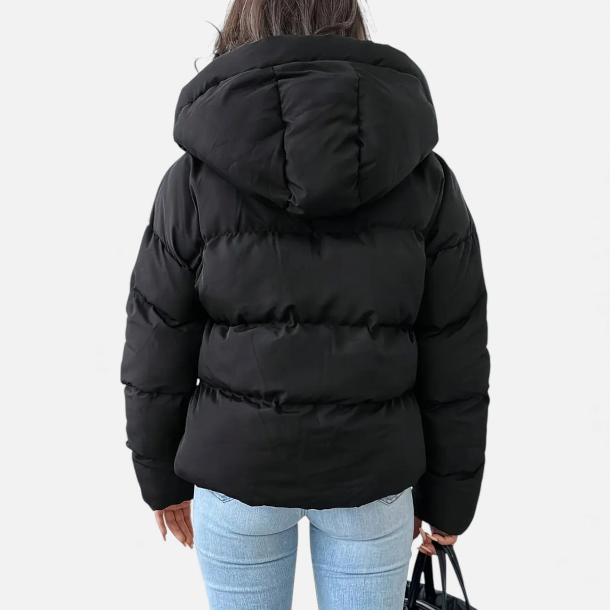 Veroux Mode | Women’s Hooded Jacket – Black Winter Essential