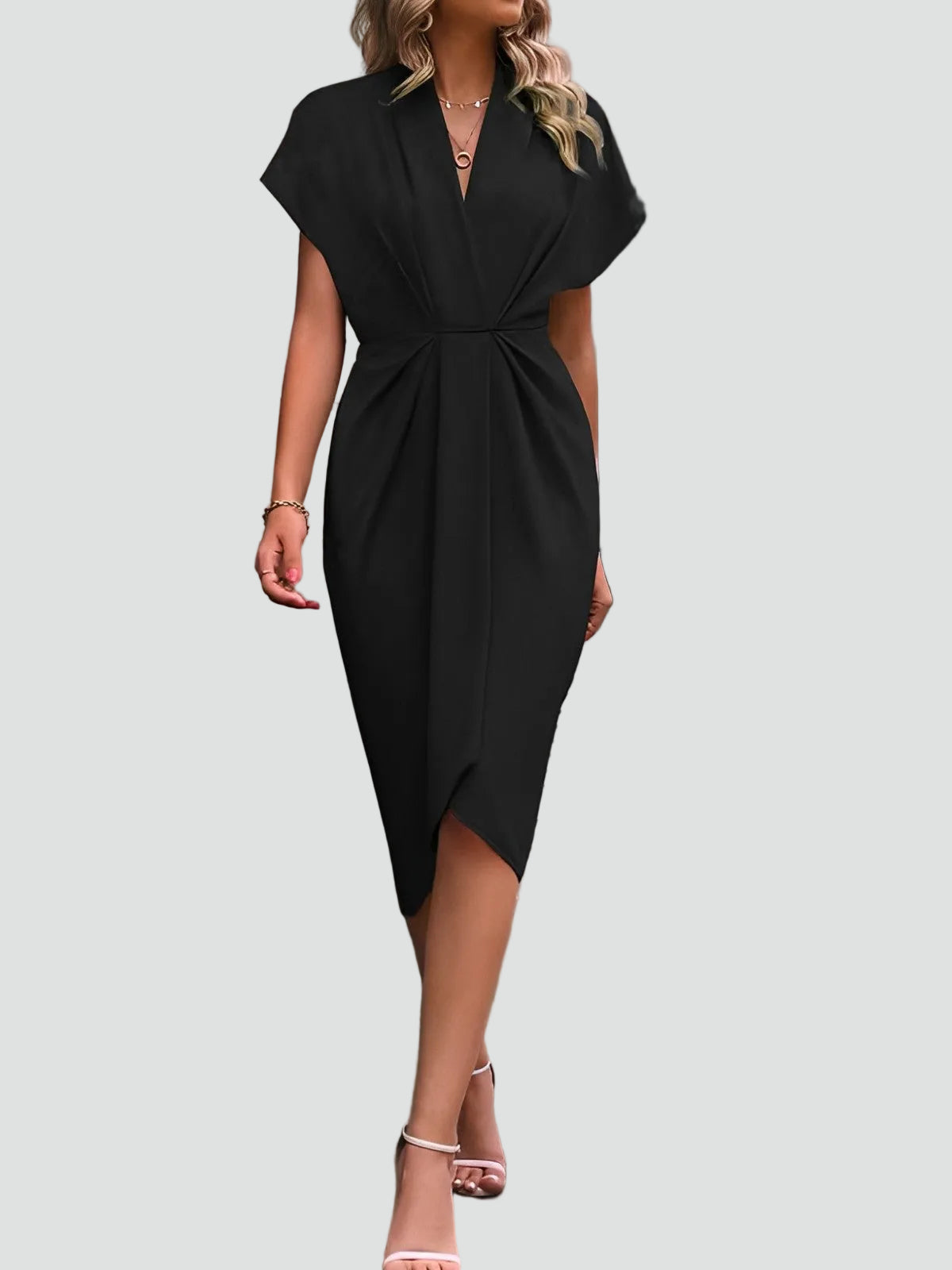Wrap Front Midi Cocktail Dress