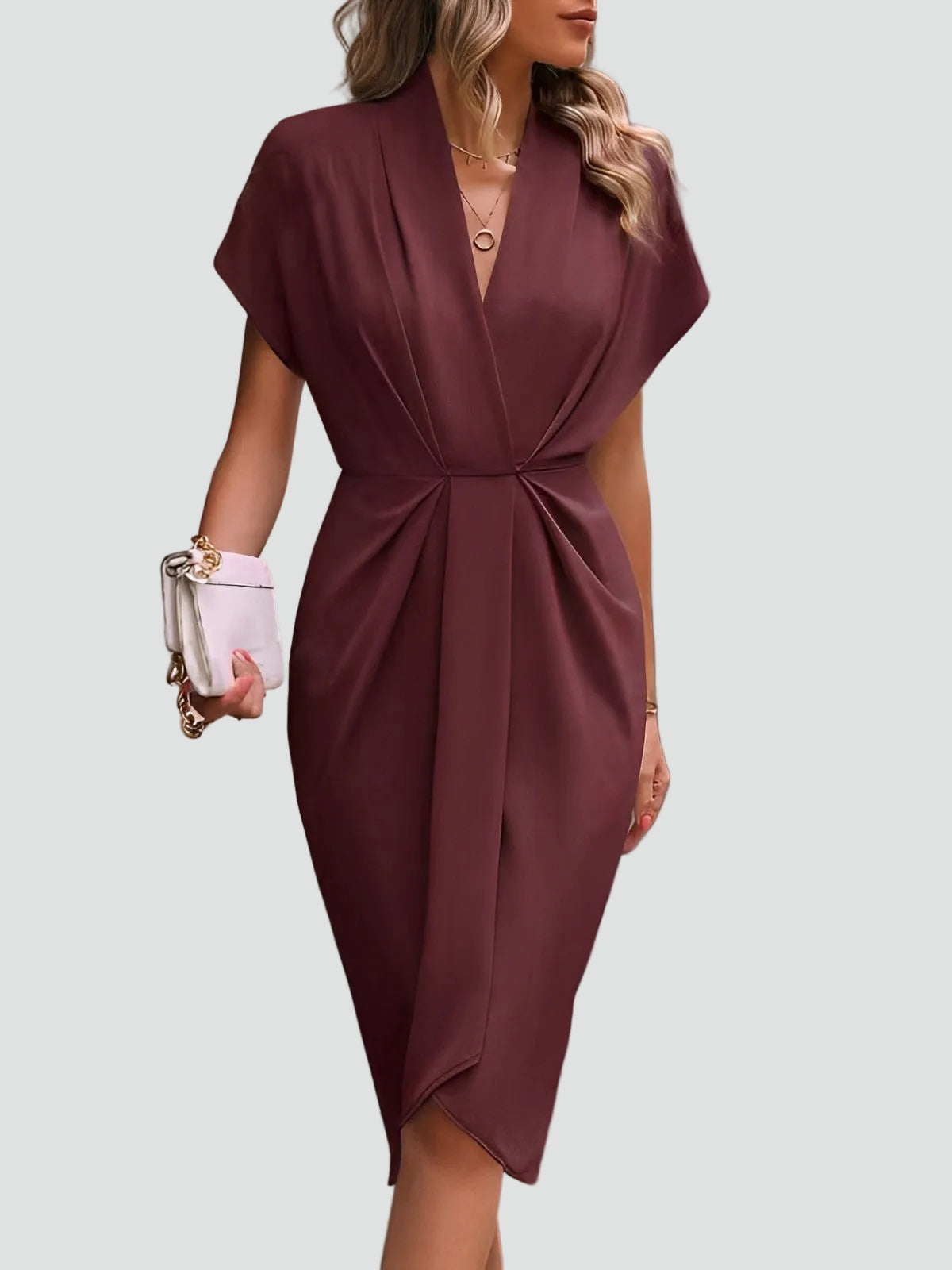 Wrap Front Midi Cocktail Dress