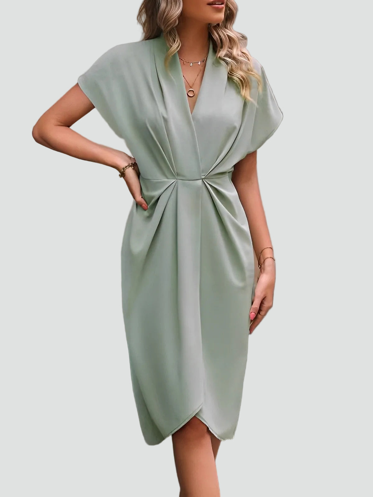 Wrap Front Midi Cocktail Dress