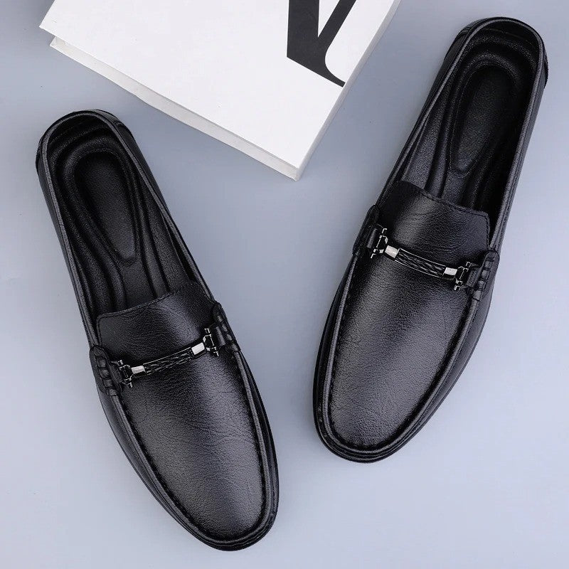 Men's leather loafers - metallic rope detail - casual office