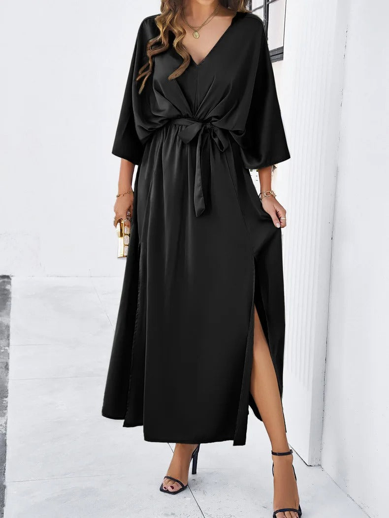 V-Neck Maxi Wrap Dress