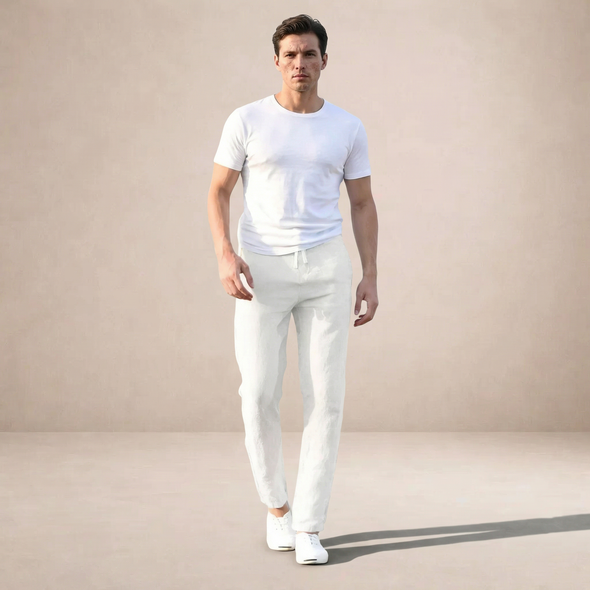 Men's Straight Leg Linen Trousers