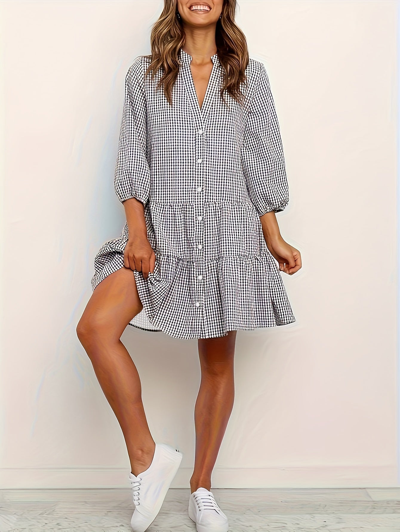 Cotton Tiered Shirt Dress