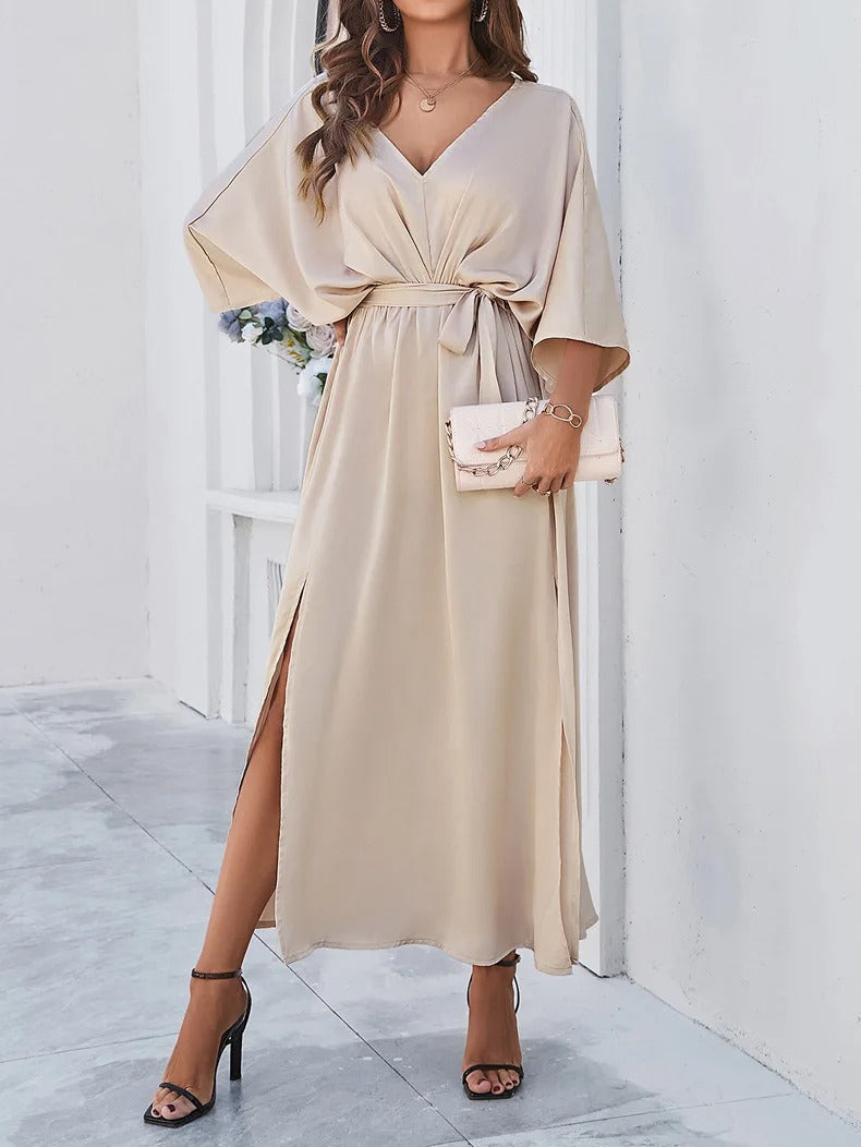 V-Neck Maxi Wrap Dress