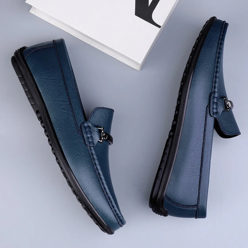 Men's leather loafers - metallic rope detail - casual office