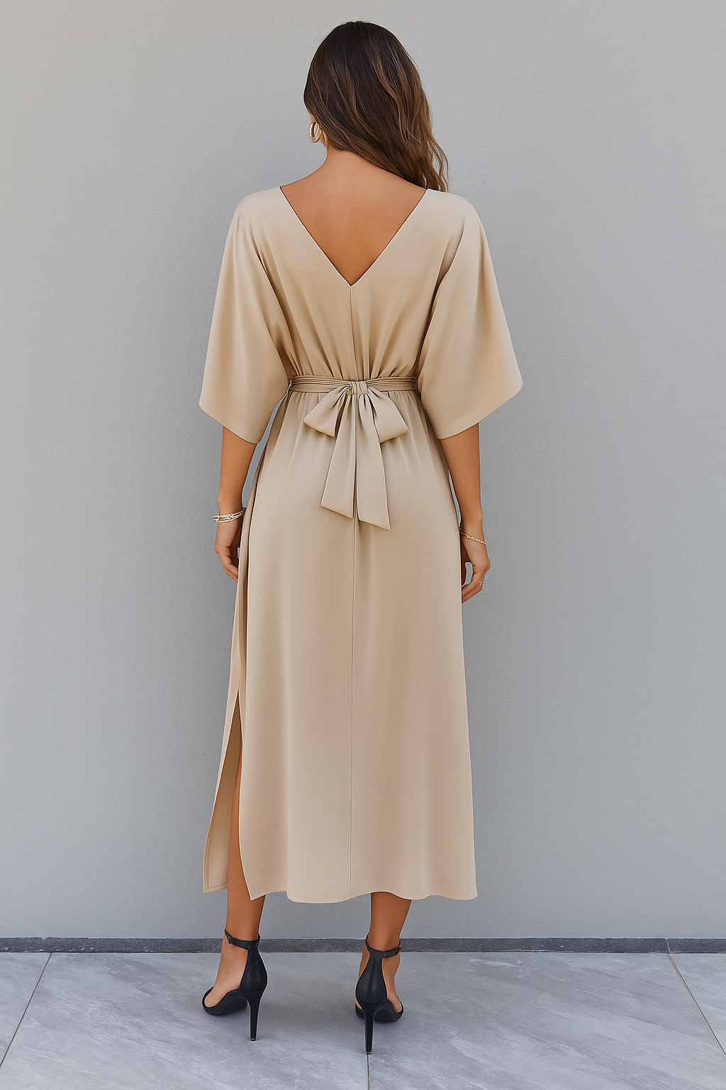 V-Neck Maxi Wrap Dress