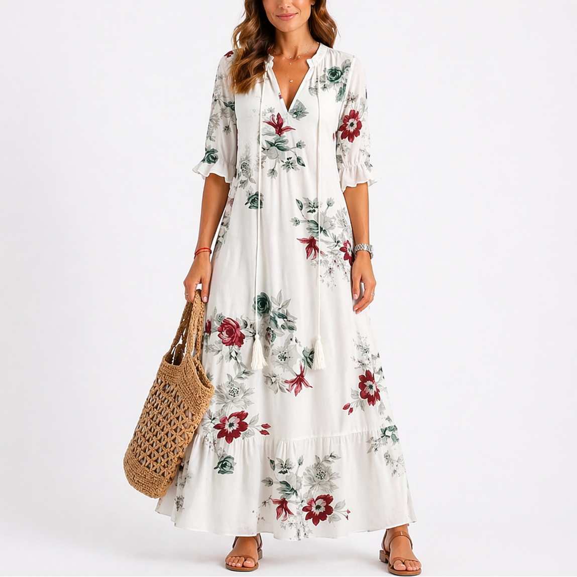 Midi Floral Print Dress