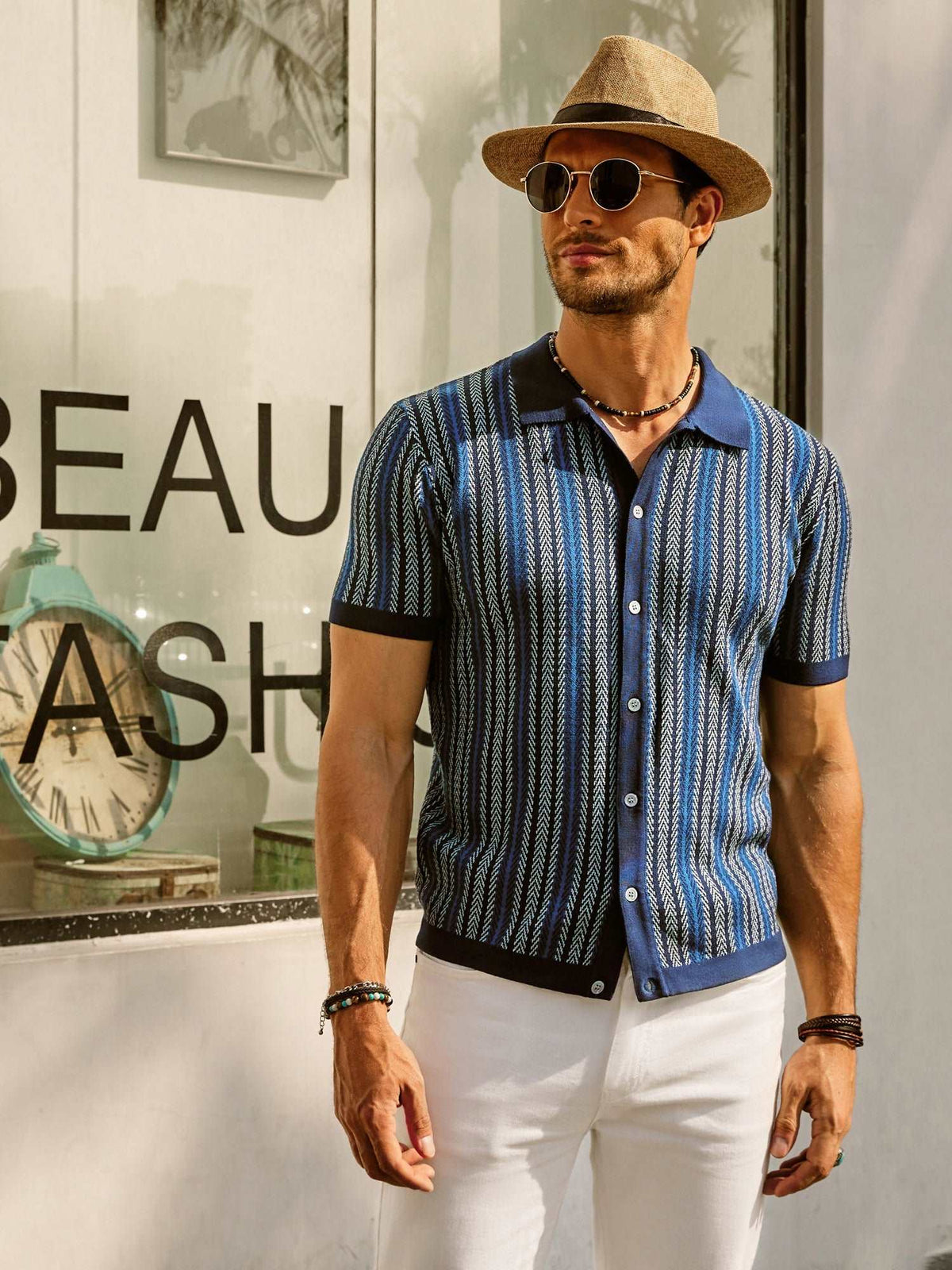 Men's Short Sleeve Striped Polo