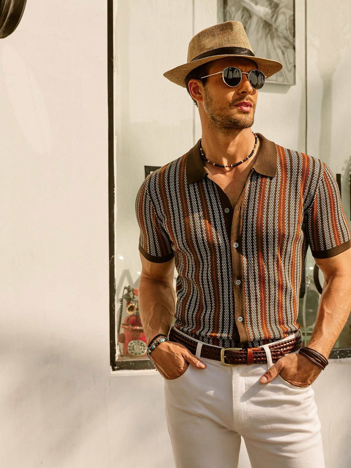 Men's Short Sleeve Striped Polo