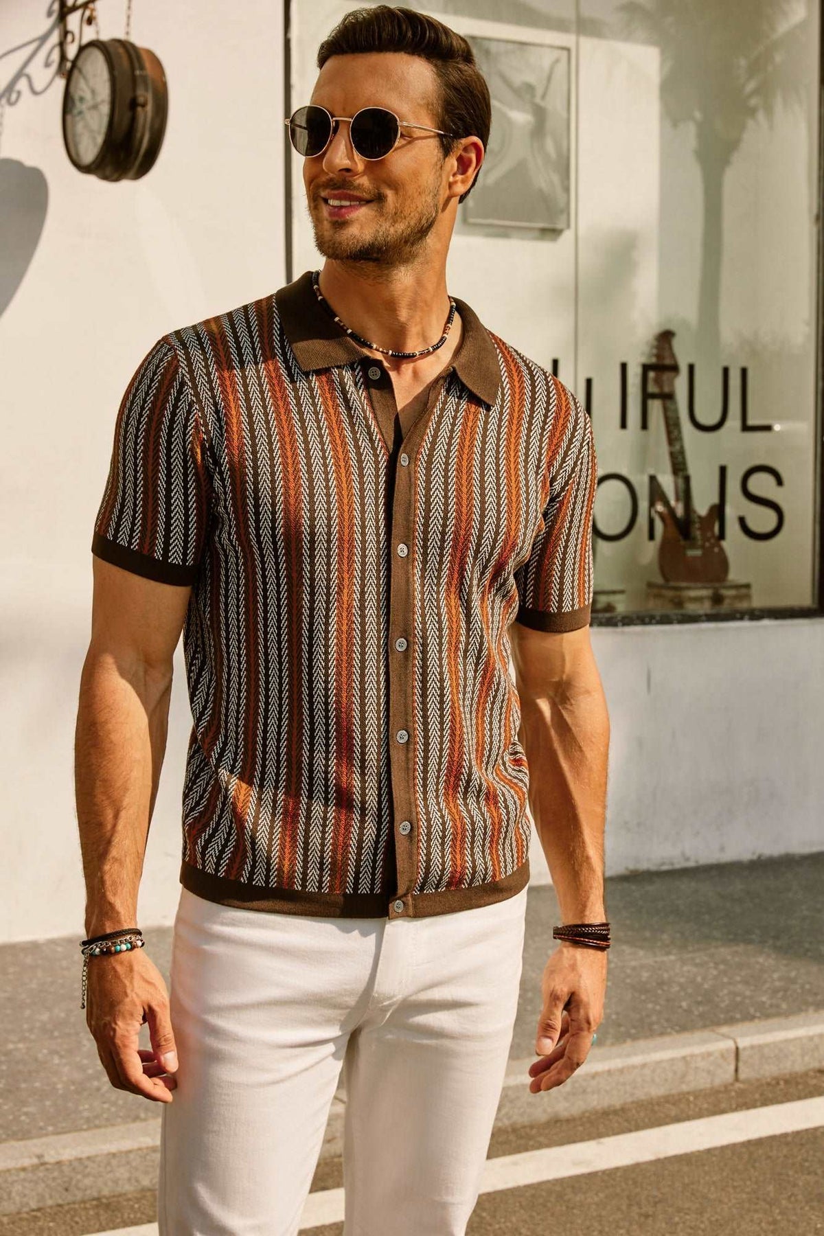 Men's Short Sleeve Striped Polo