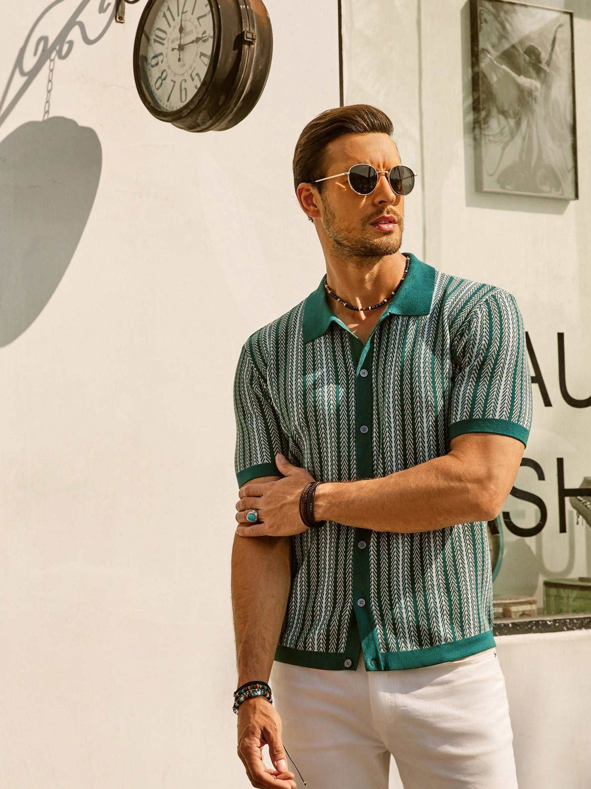 Men's Short Sleeve Striped Polo