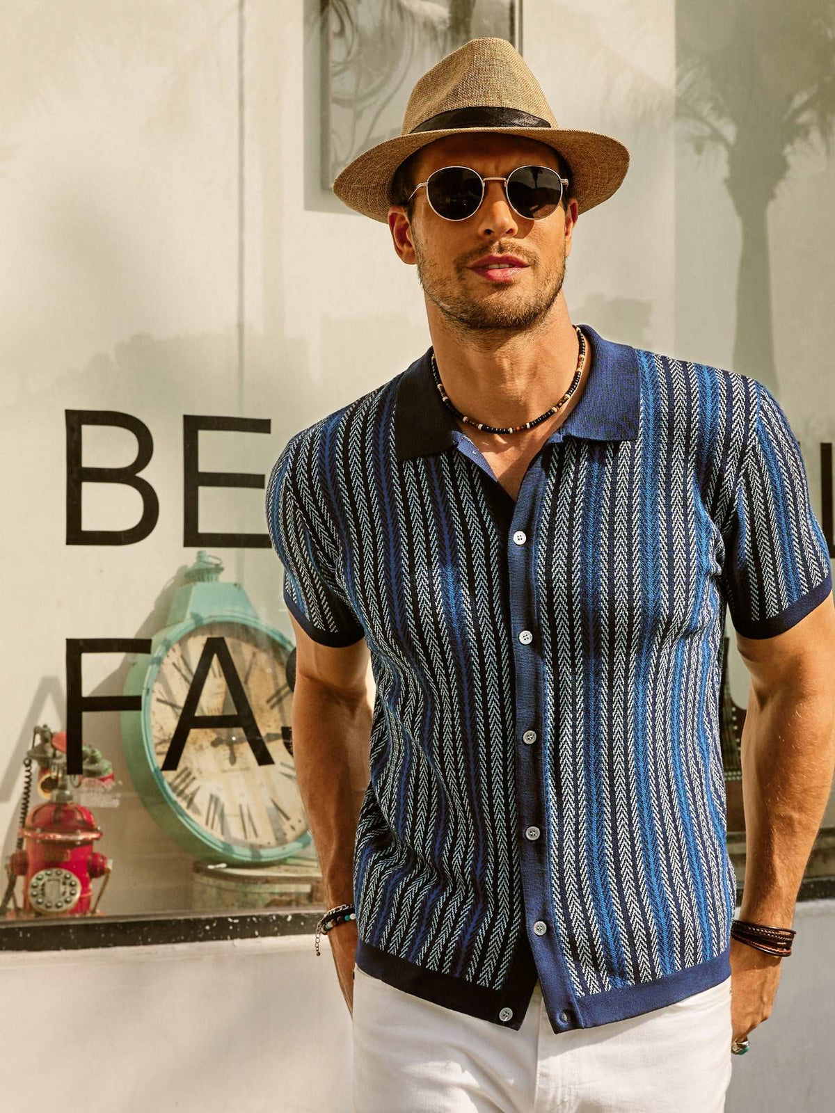 Men's Short Sleeve Striped Polo