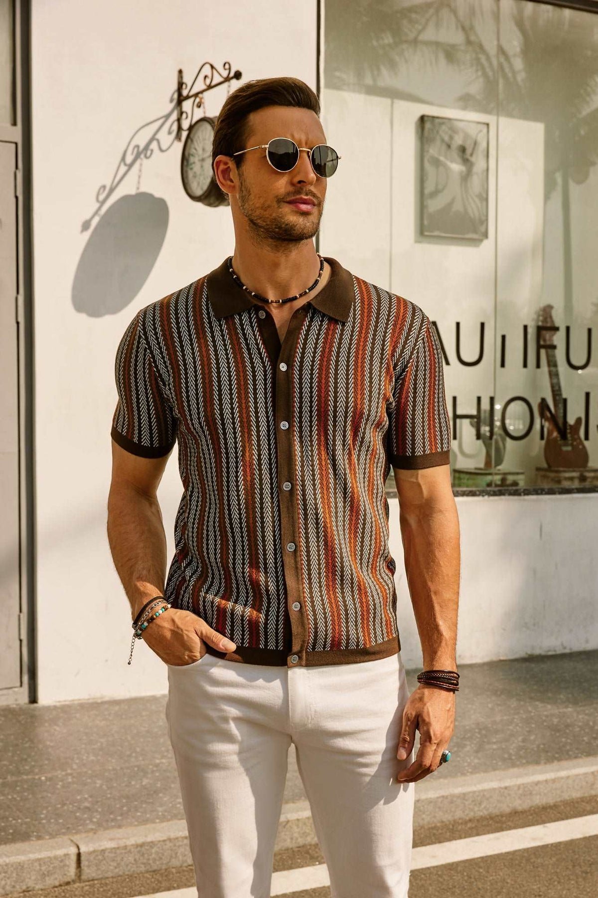 Men's Short Sleeve Striped Polo