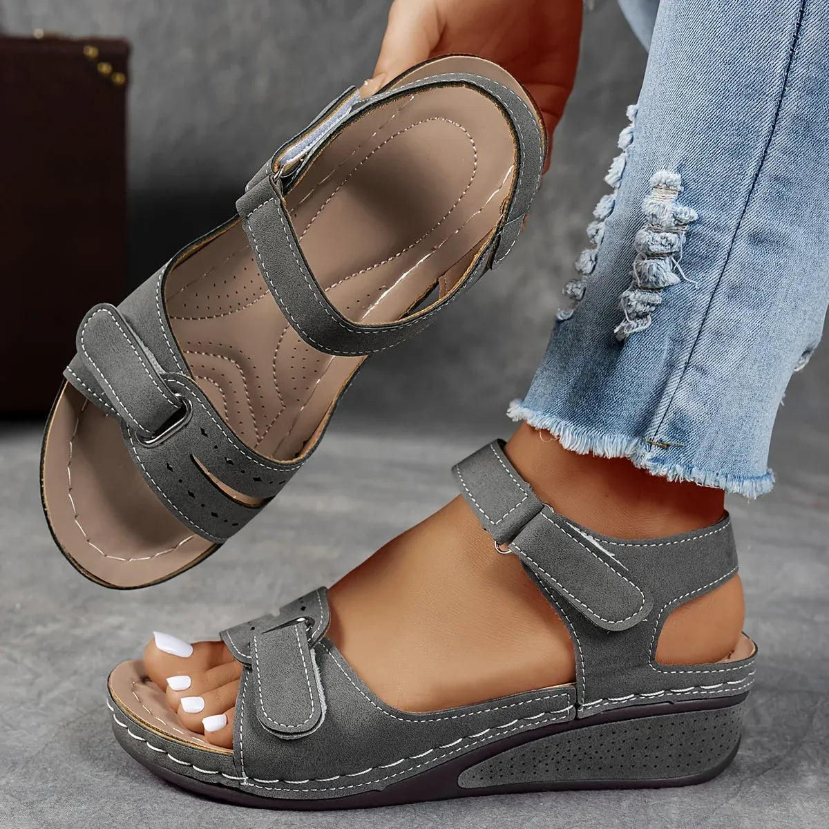 Adjustable Wedge Strap Sandals
