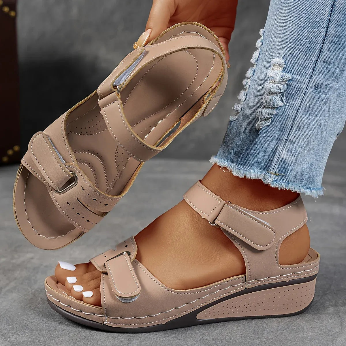 Adjustable Wedge Strap Sandals