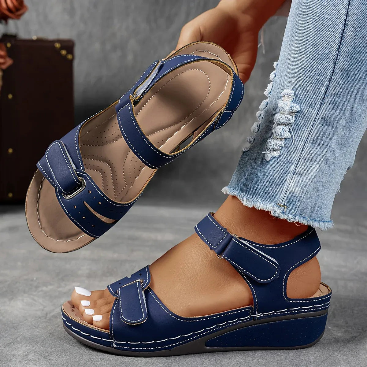 Adjustable Wedge Strap Sandals