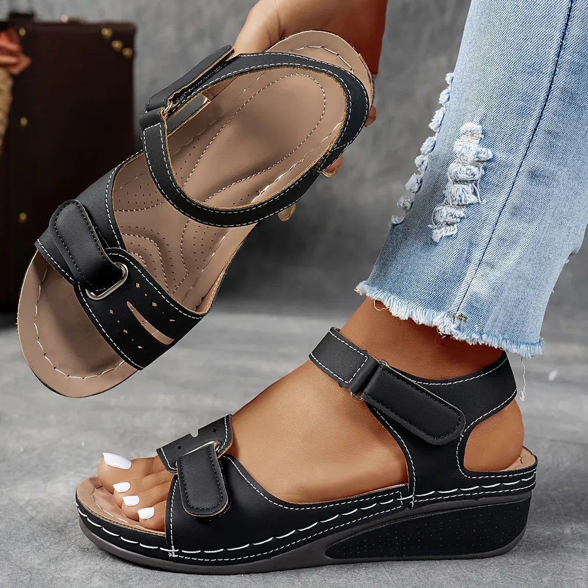 Adjustable Wedge Strap Sandals