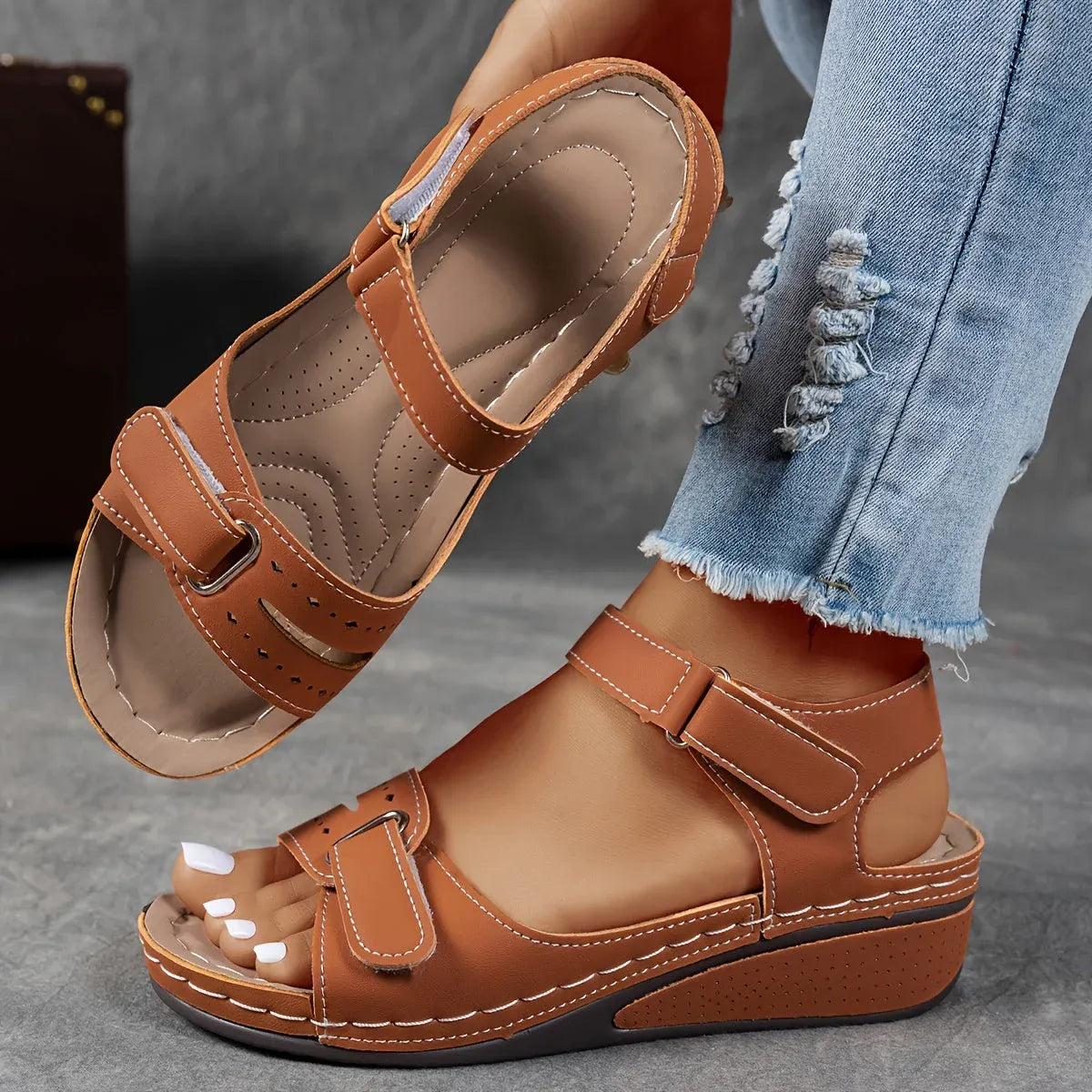 Adjustable Wedge Strap Sandals
