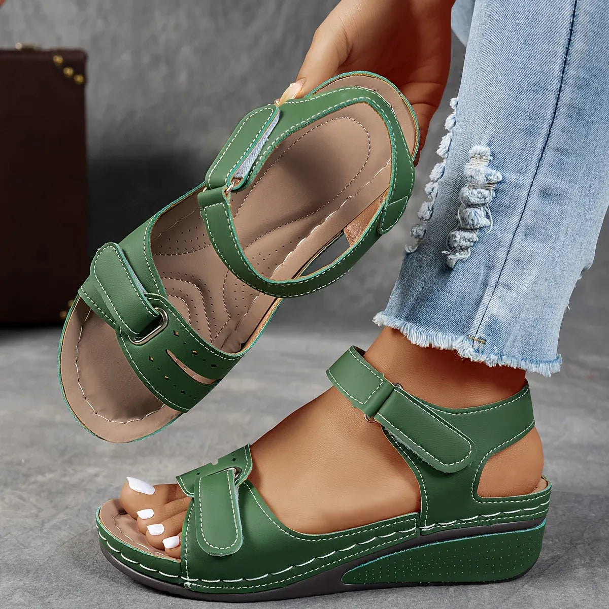 Adjustable Wedge Strap Sandals
