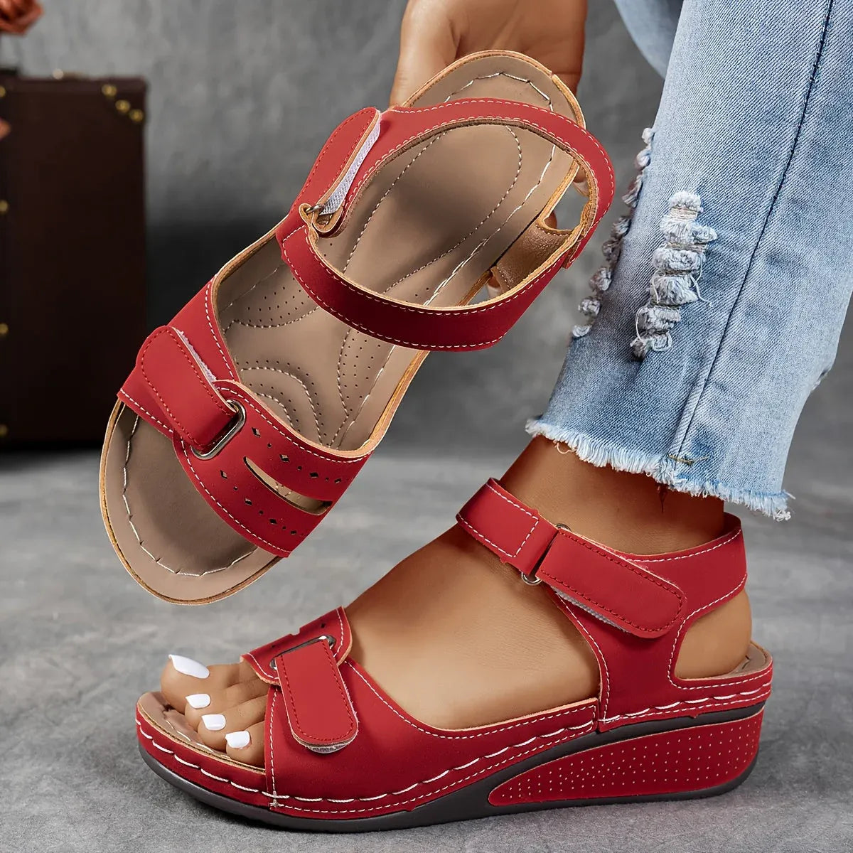 Adjustable Wedge Strap Sandals