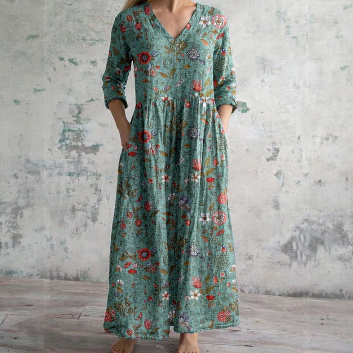 Floral Linen Maxi Dress