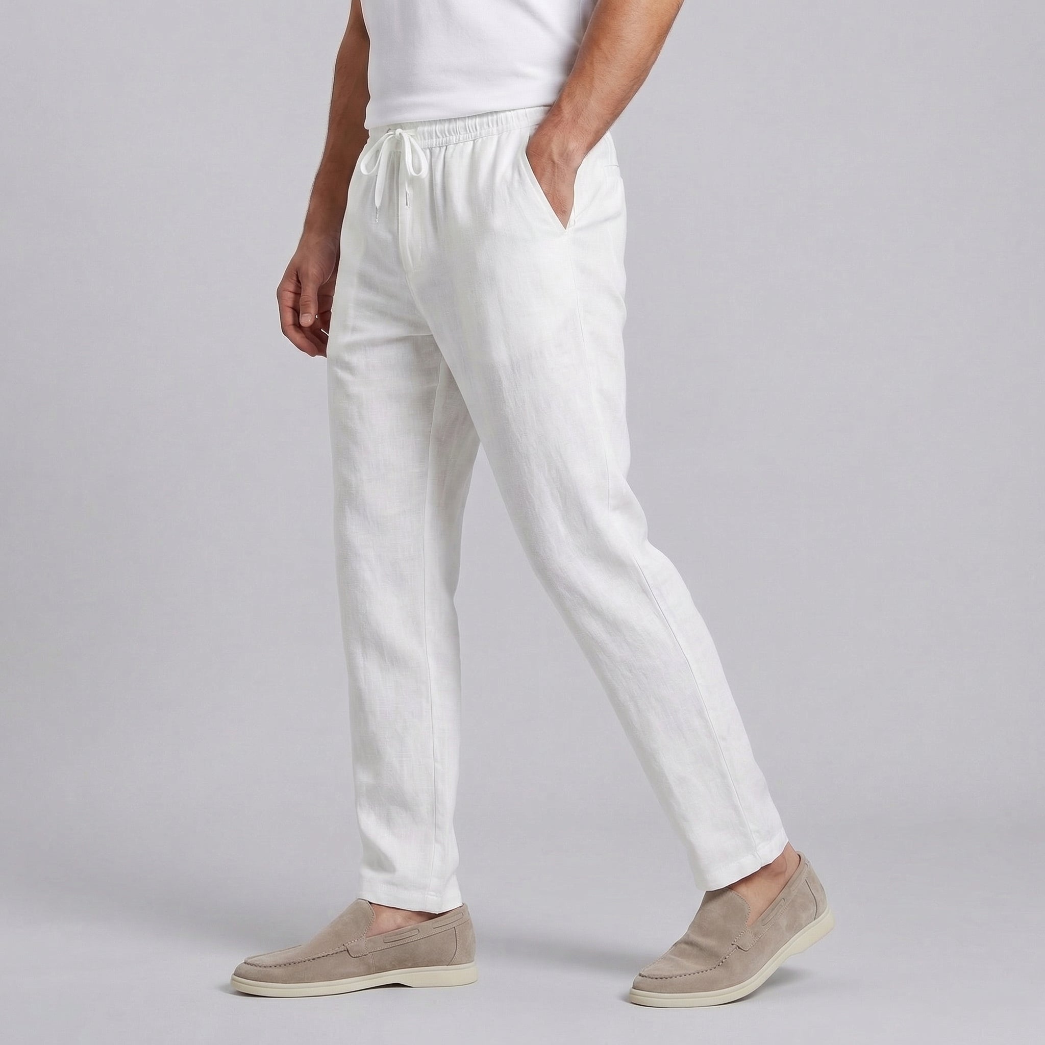 Men's Wide Leg Linen Trousers