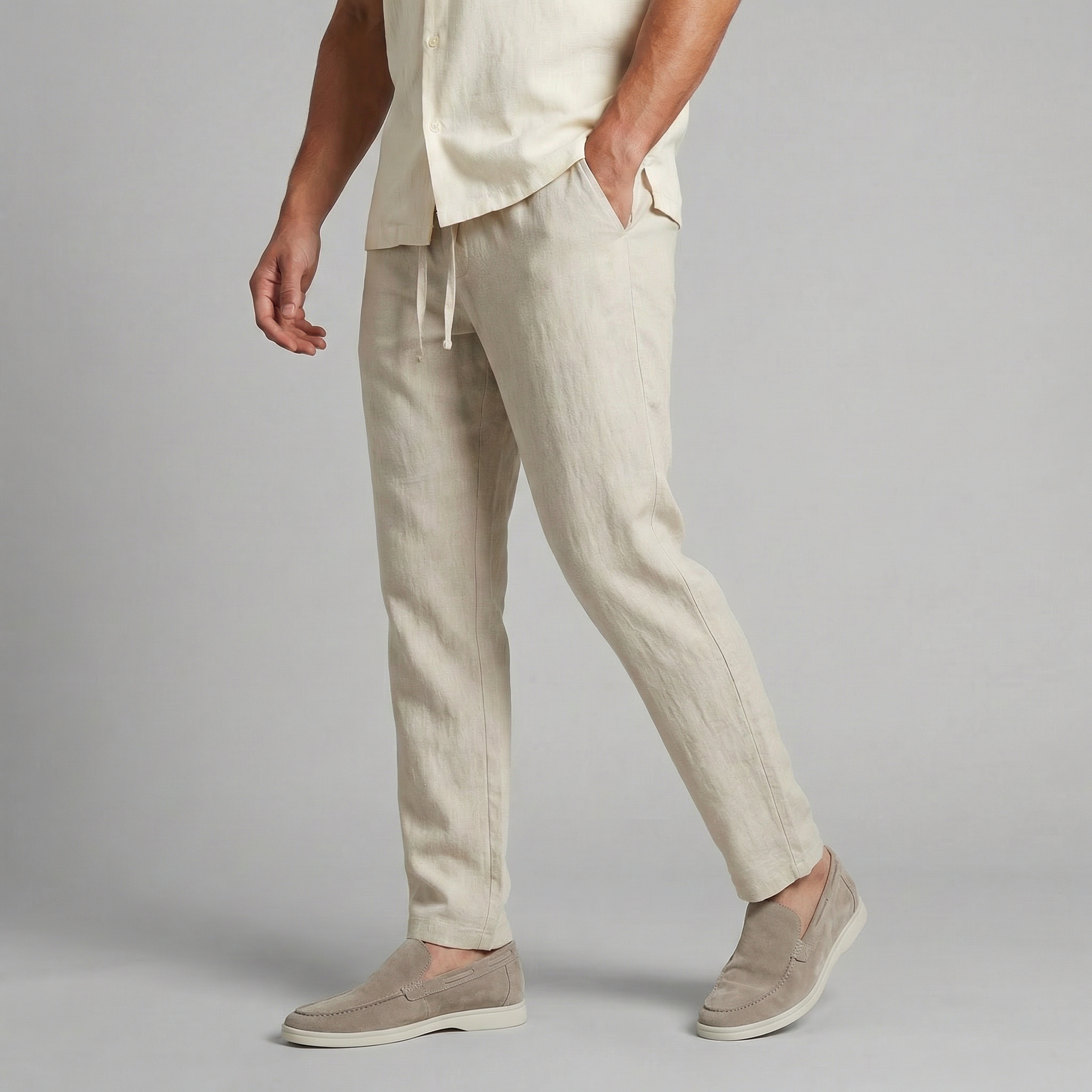 Men's Wide Leg Linen Trousers