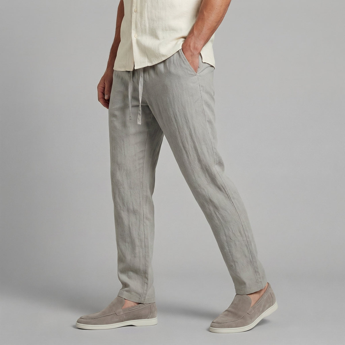 Men's Wide Leg Linen Trousers