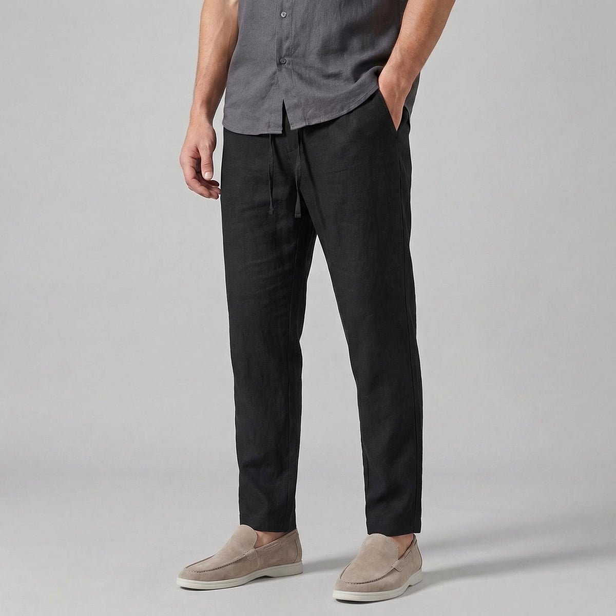 Men's Wide Leg Linen Trousers