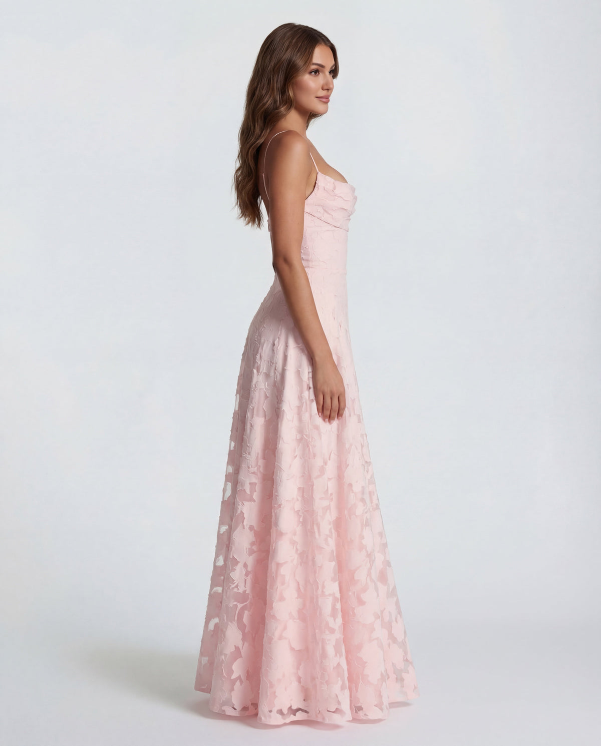 Women's maxi dress - lace-up back with floral burnout jersey | summer evening