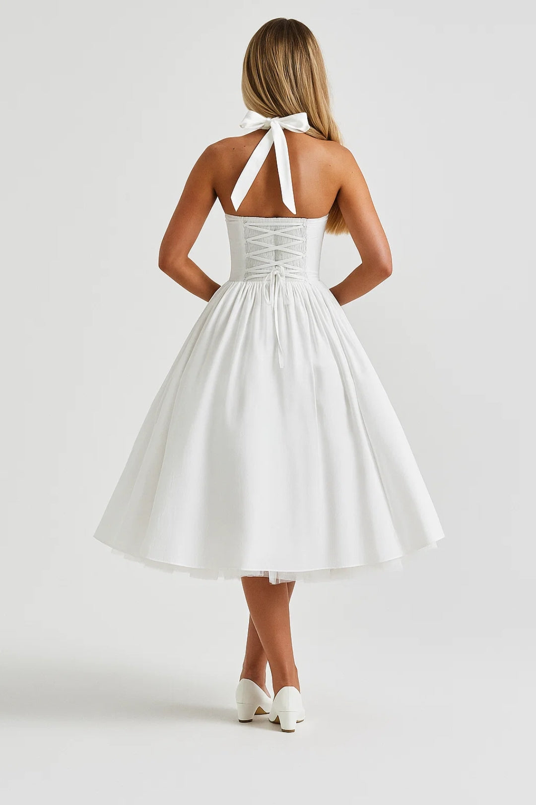 Halter Neck A-Line Midi Dress
