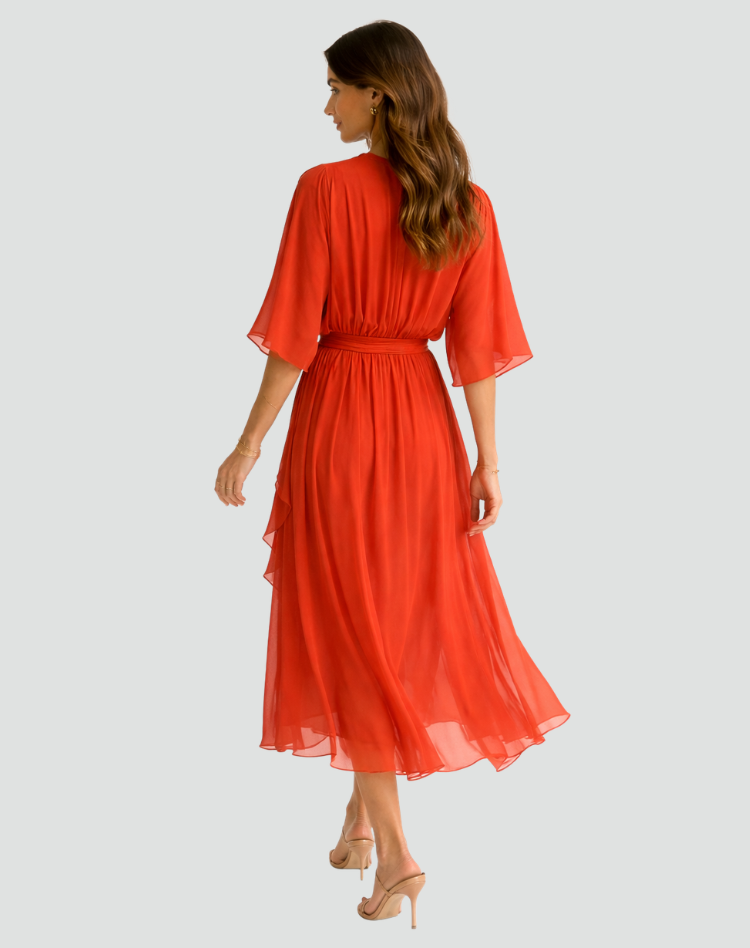 Wrap Front Midi Occasion Dress