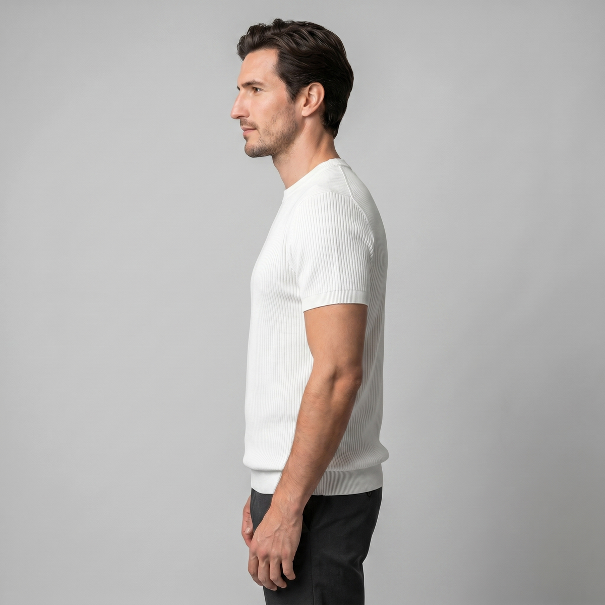 Men's Ribbed Knit Crew Neck