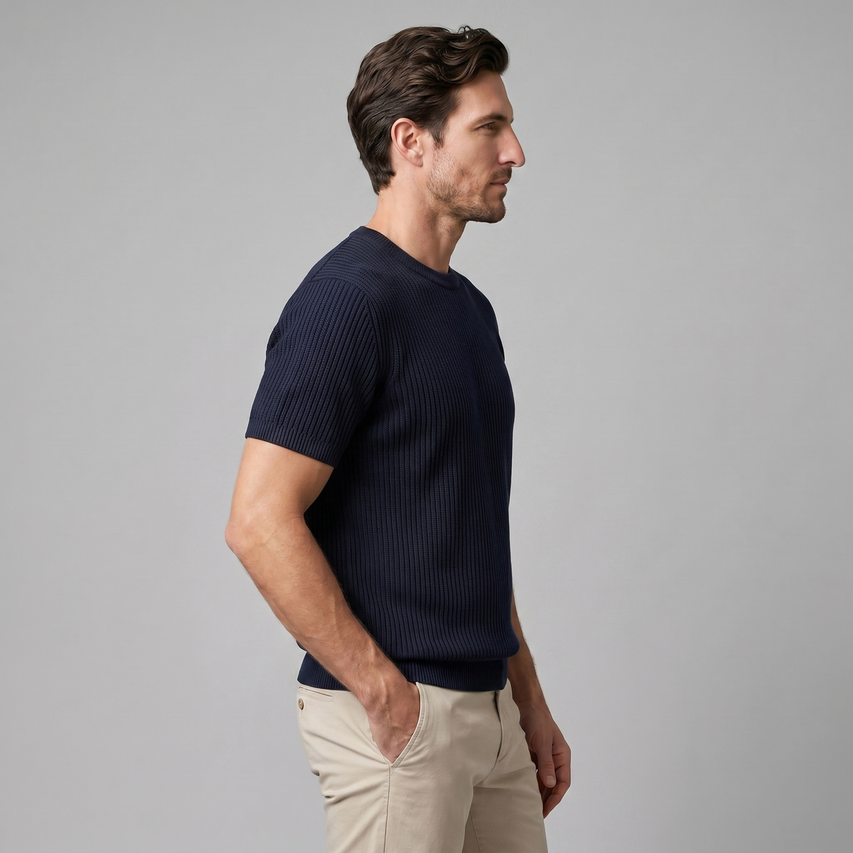Men's Ribbed Knit Crew Neck