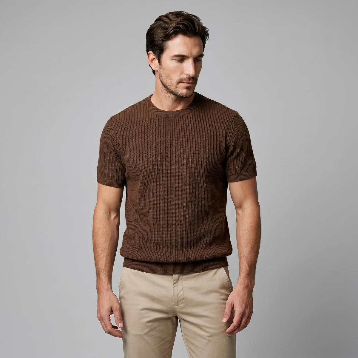 Men's Ribbed Knit Crew Neck