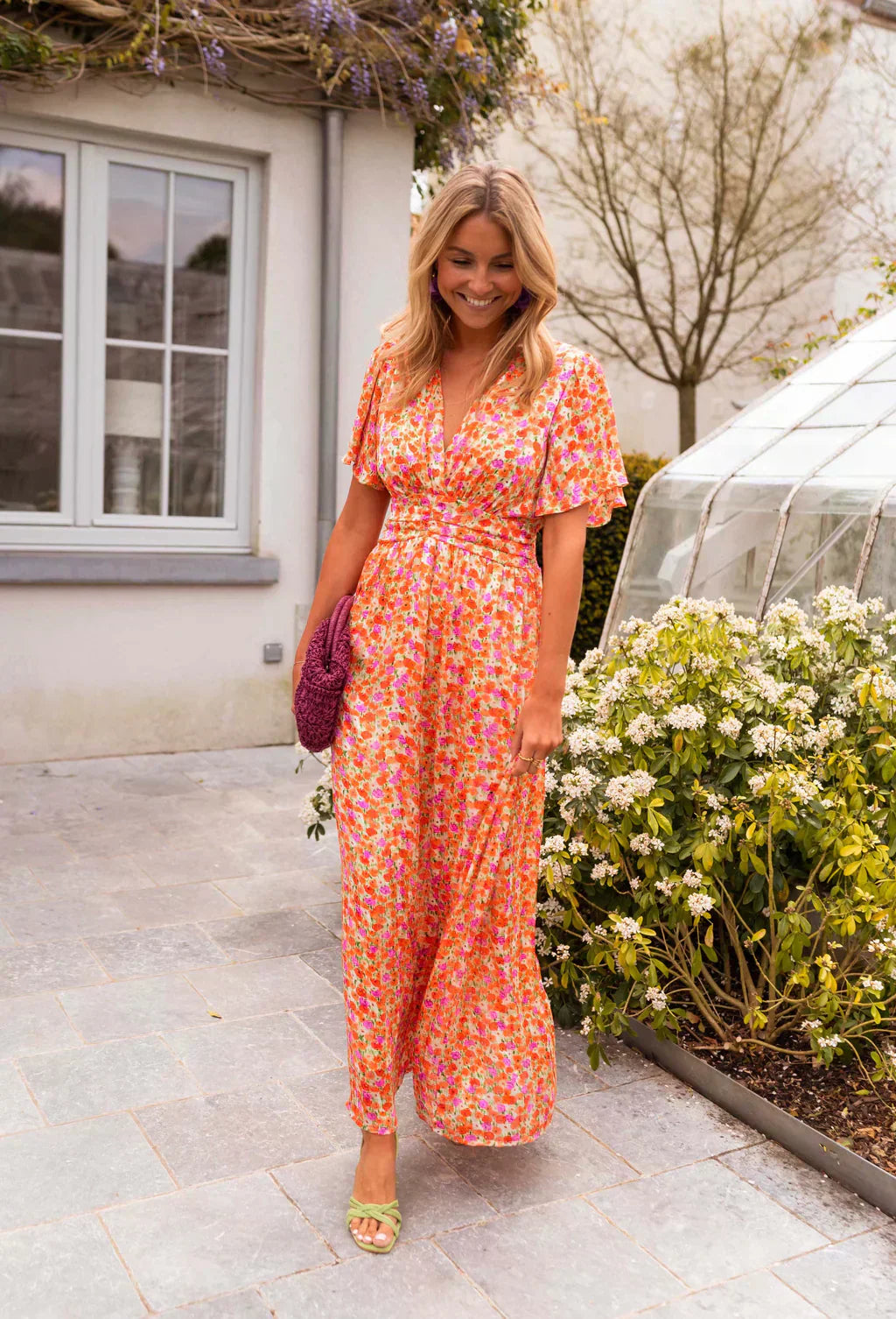 Floral Maxi Dress With Sleeves