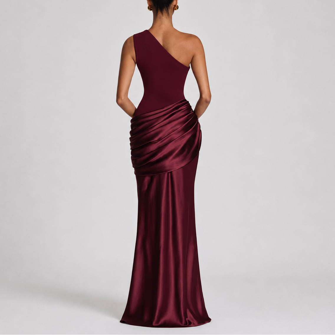 One Shoulder Satin Maxi Dress