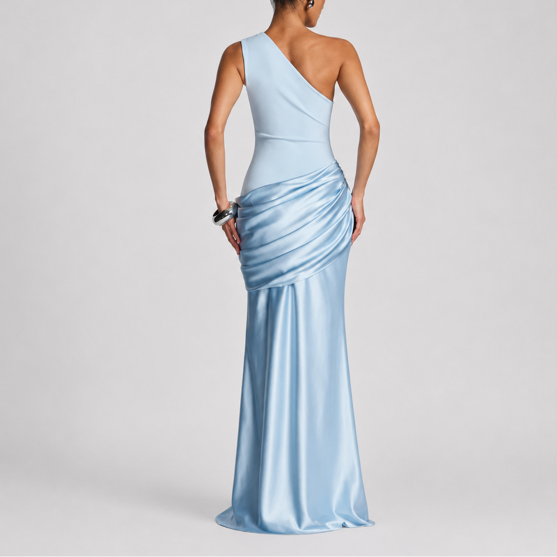 One Shoulder Satin Maxi Dress