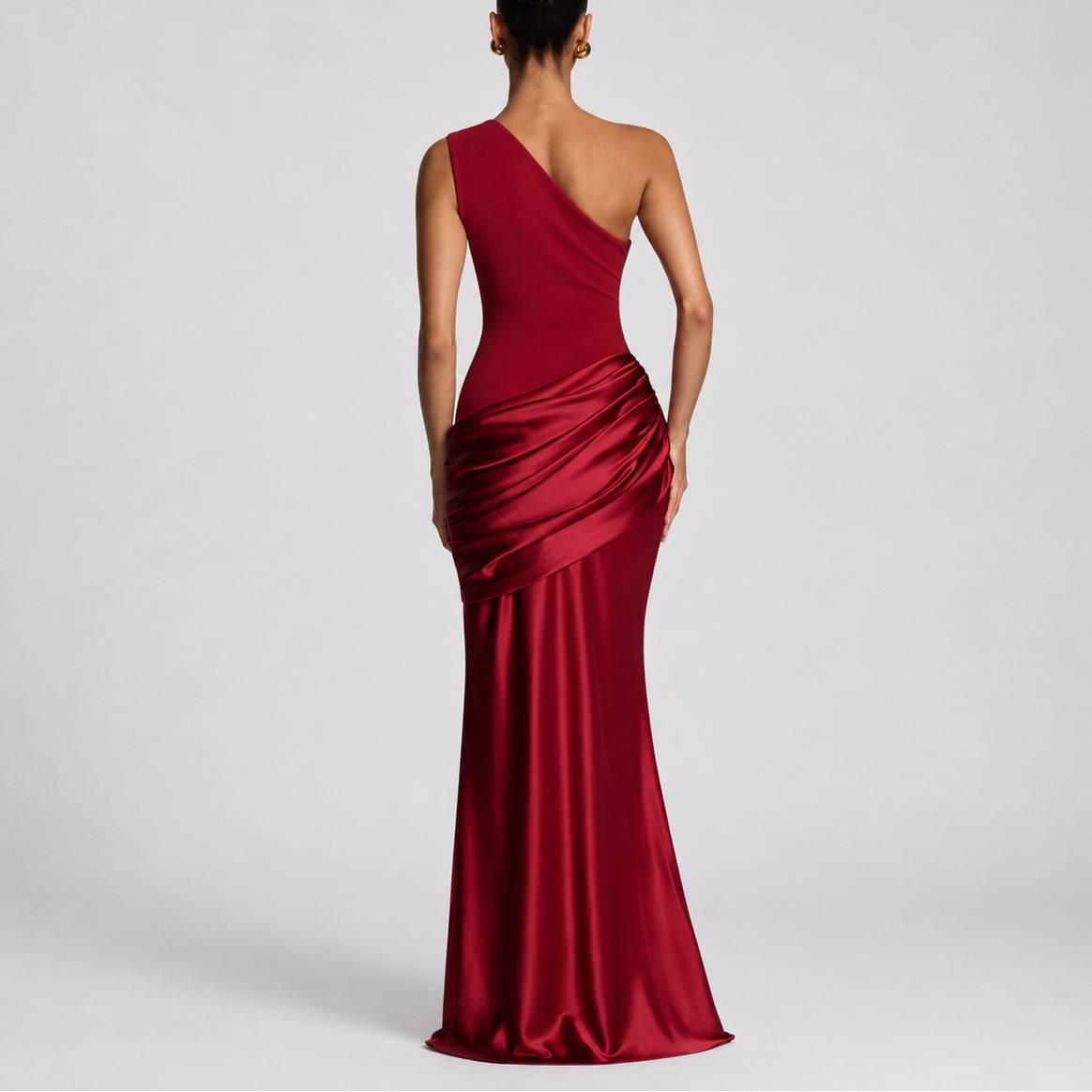 One Shoulder Satin Maxi Dress
