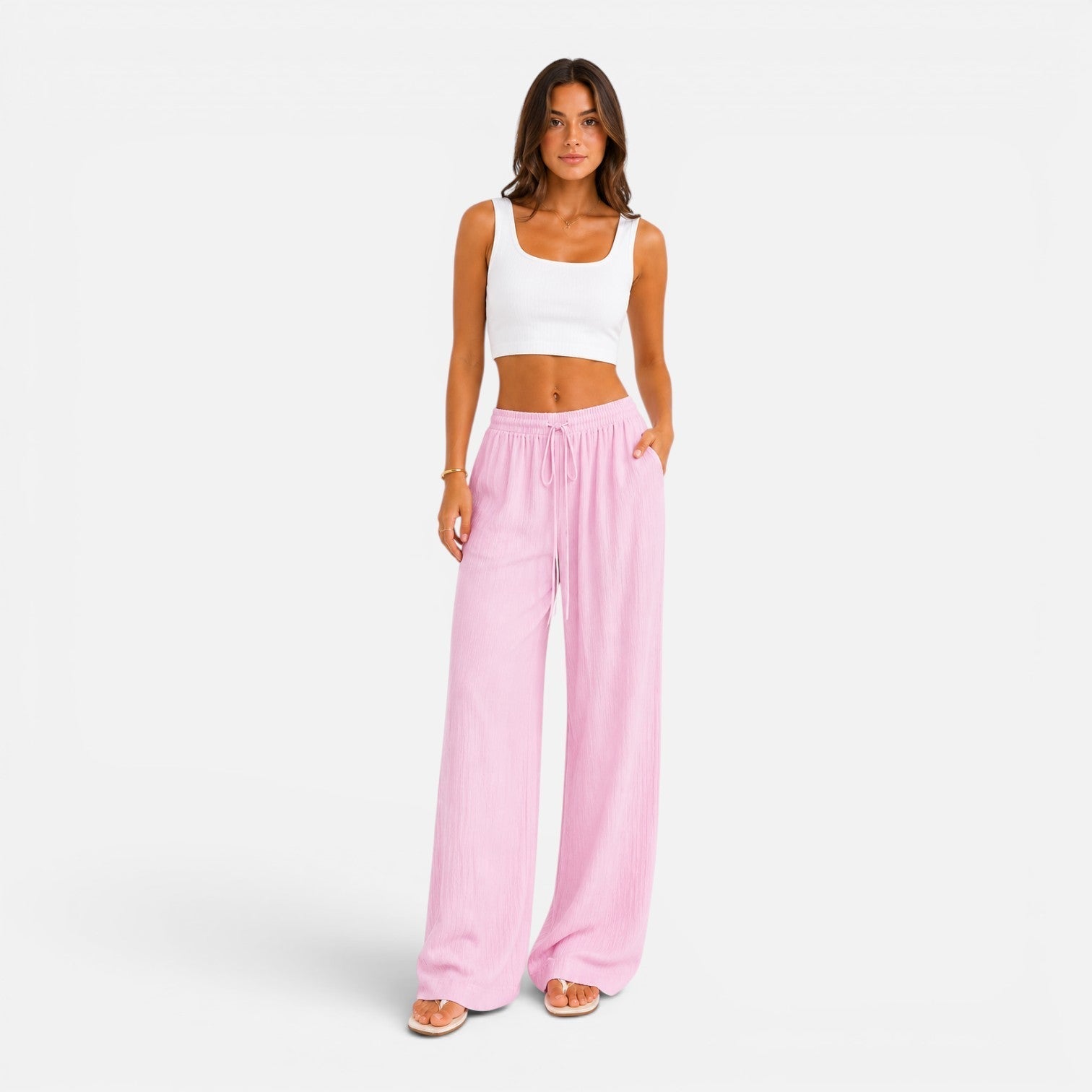 Wide Leg Drawstring Trousers
