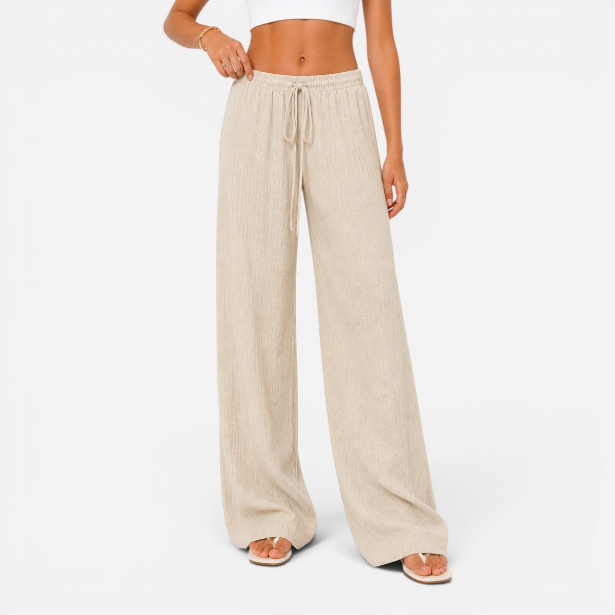 Wide Leg Drawstring Trousers